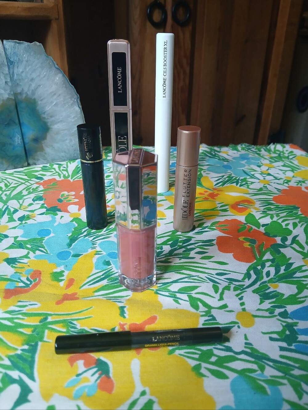 Lancome Makeup Bundle Mascara Flutter Extension LASHES lip Gloss Eye Liner
